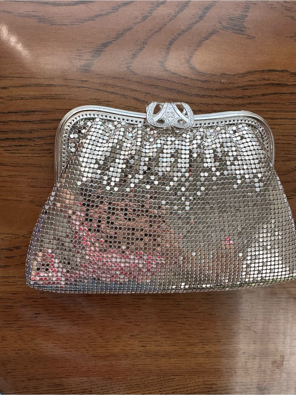 Vintage Silver Metal Mesh Clutch Made in Korea Evening Bag